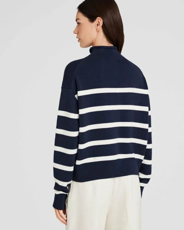 Club Monaco Sweaters Striped Nautical Mockneck Sweater Navy Base 8211 Women