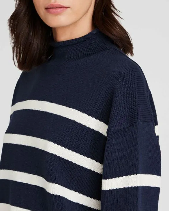 Club Monaco Sweaters Striped Nautical Mockneck Sweater Navy Base 8211 Women