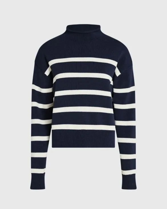 Club Monaco Sweaters Striped Nautical Mockneck Sweater Navy Base 8211 Women