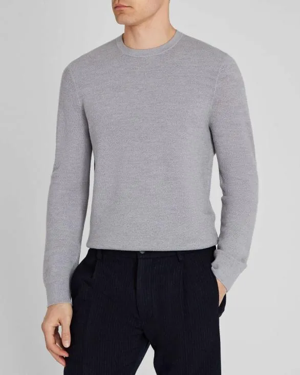 Club Monaco Sweaters Wool LongSleeve Stitch Crew Light Heather Grey 8211 Men