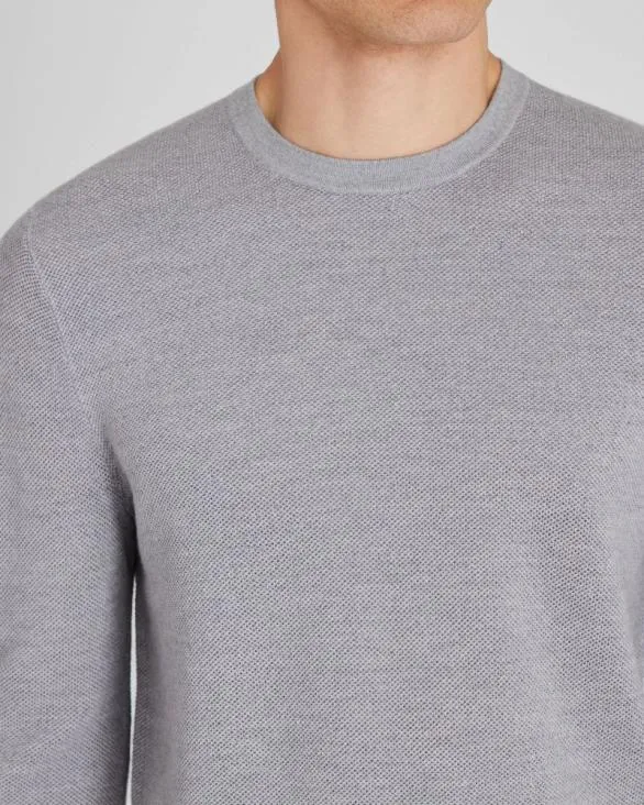 Club Monaco Sweaters Wool LongSleeve Stitch Crew Light Heather Grey 8211 Men