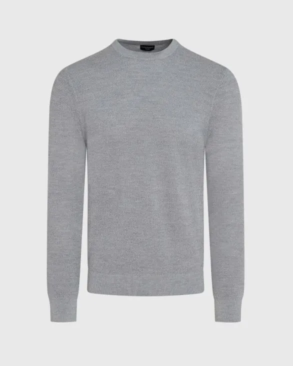 Club Monaco Sweaters Wool LongSleeve Stitch Crew Light Heather Grey 8211 Men