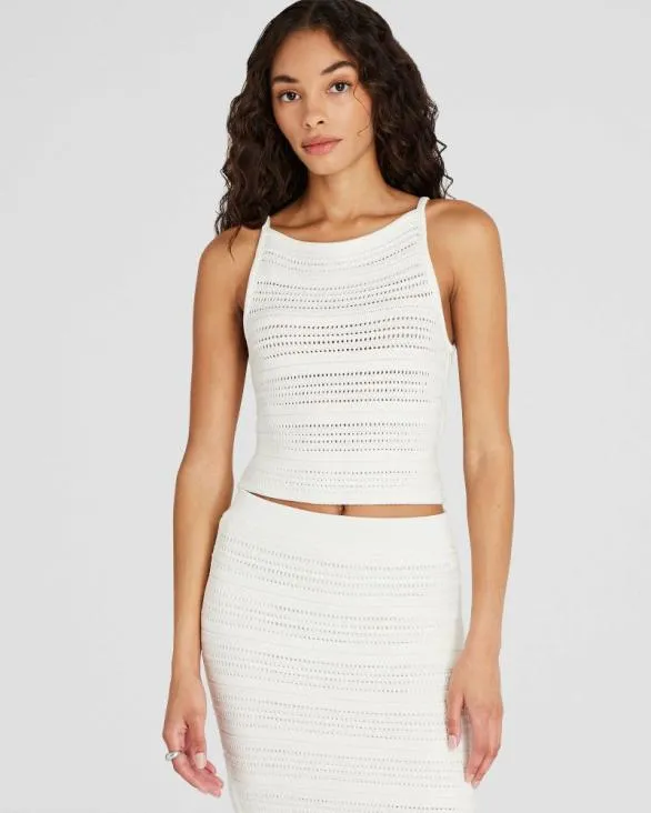 Club Monaco Tops Cotton OpenStitch Sleeveless Top Ivory 8211 Women