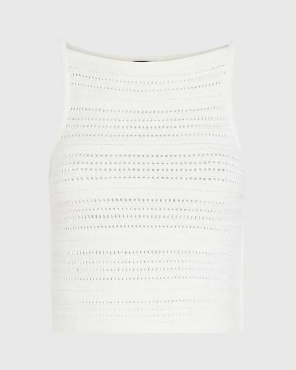 Club Monaco Tops Cotton OpenStitch Sleeveless Top Ivory 8211 Women
