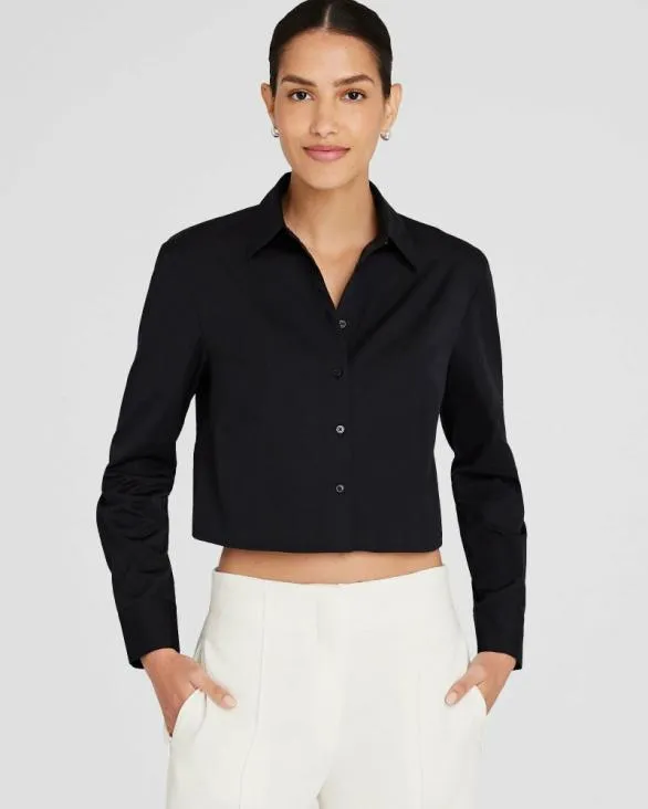 Club Monaco Tops Cropped ButtonDown Shirt Black 8211 Women