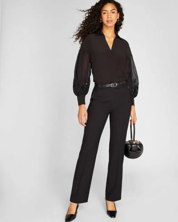 Club Monaco Tops Embroidered Balloon Sleeve Blouse Black 8211 Women