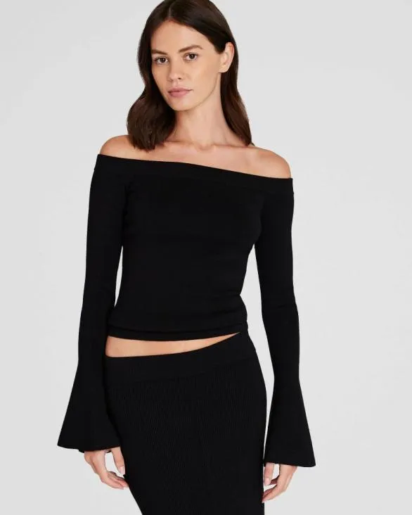 Club Monaco Tops OffTheShoulder Rib Top Black 8211 Women