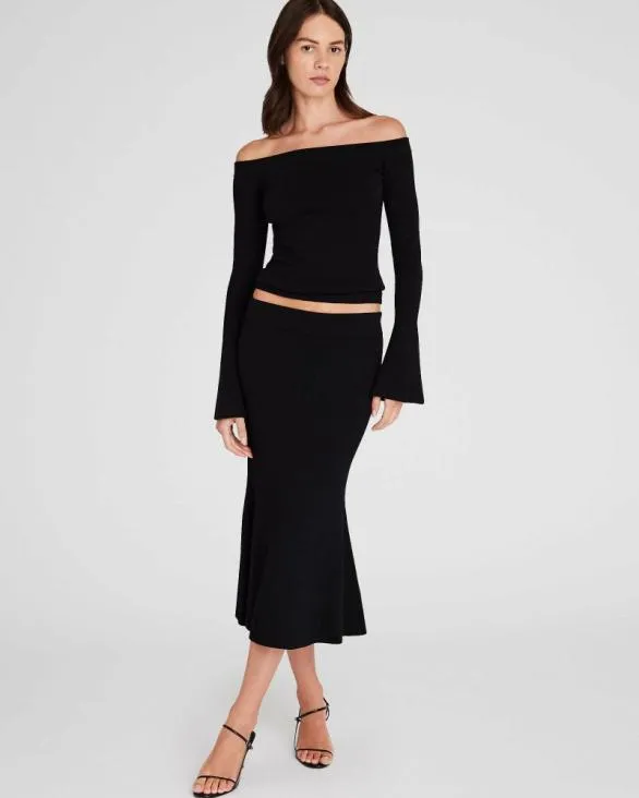 Club Monaco Tops OffTheShoulder Rib Top Black 8211 Women