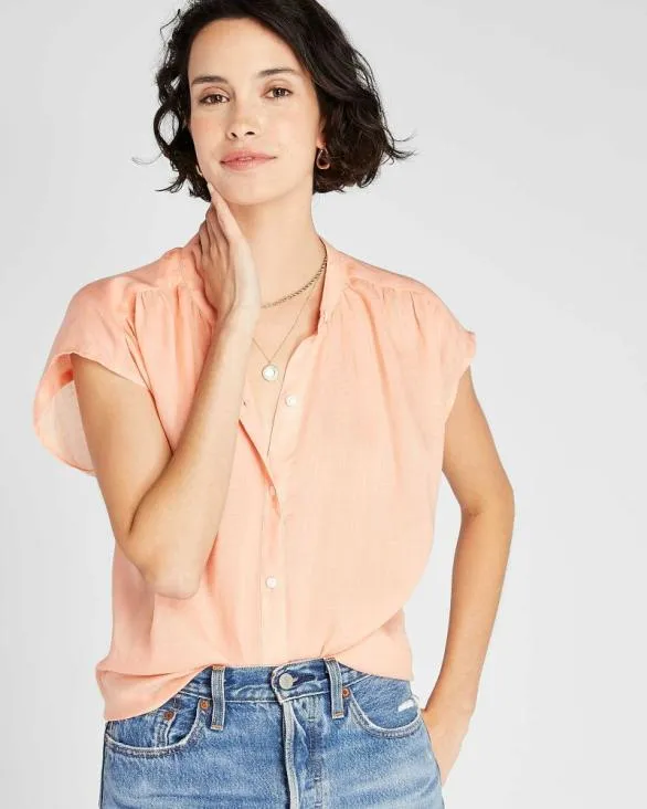 Club Monaco Tops Ramie Sleeveless Shirt Pink 8211 Women