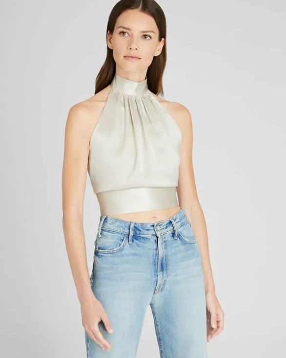 Club Monaco Tops Silk Charmeuse Tie Halter Top Champagne 8211 Women