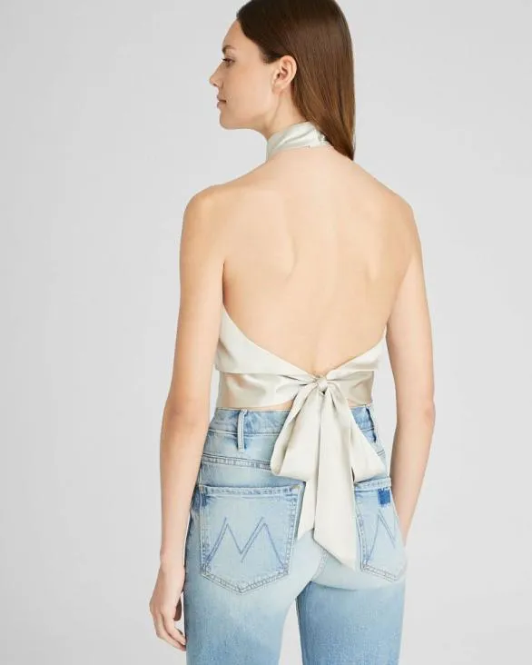 Club Monaco Tops Silk Charmeuse Tie Halter Top Champagne 8211 Women