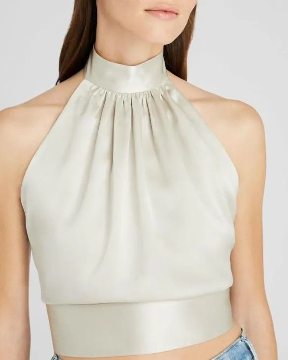 Club Monaco Tops Silk Charmeuse Tie Halter Top Champagne 8211 Women