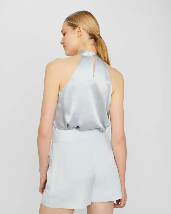 Club Monaco Tops Silk Drape Halter Top Grey 8211 Women
