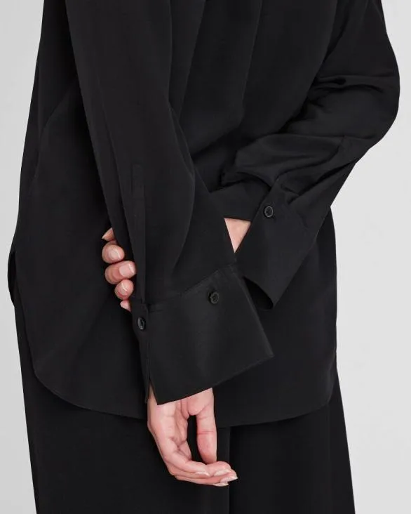 Club Monaco Tops Silk Popover Shirt Black 8211 Women