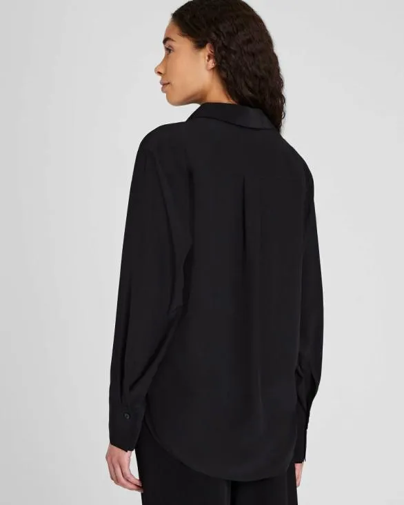 Club Monaco Tops Silk Popover Shirt Black 8211 Women