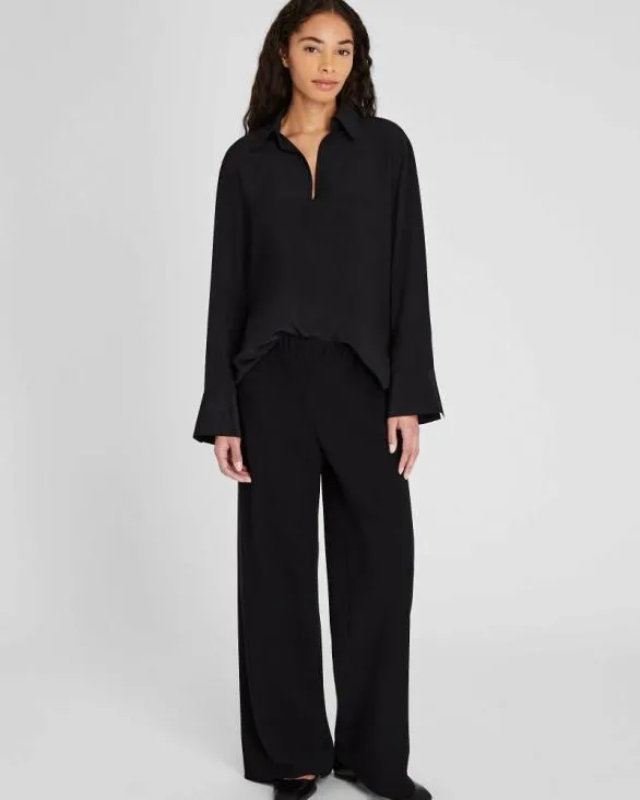 Club Monaco Tops Silk Popover Shirt Black 8211 Women