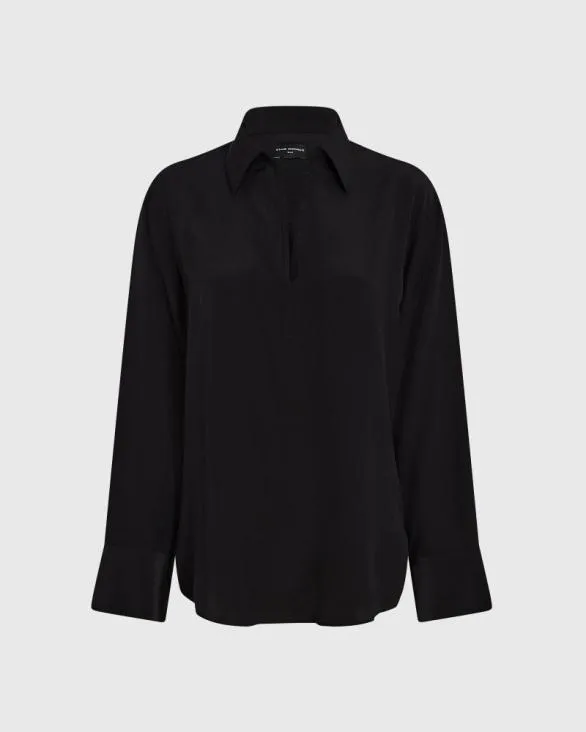 Club Monaco Tops Silk Popover Shirt Black 8211 Women
