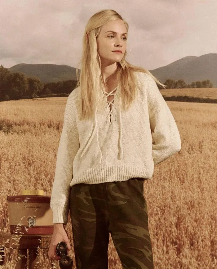 Collection The Great The Lace Up Pullover Bone