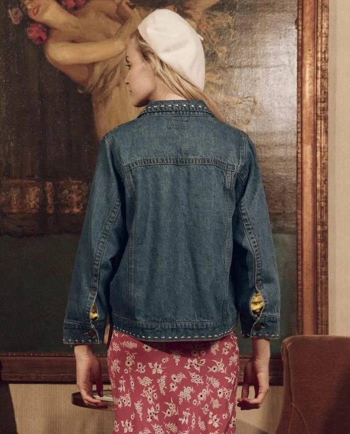Collection The Great The Studded Denim Jacket Electric Blue Wash