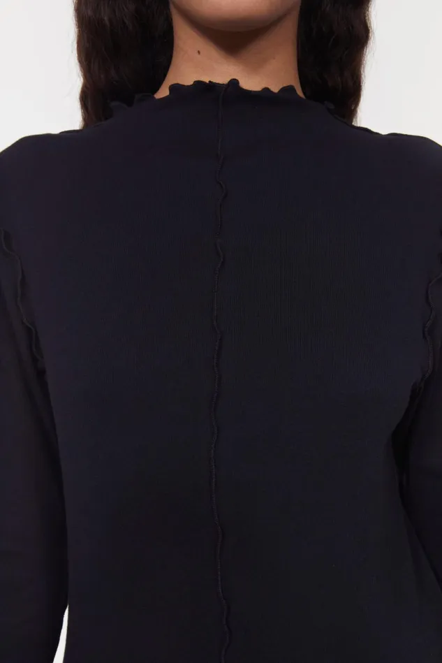 Columbina Rib Jersey Top Black Women Rodebjer Tops