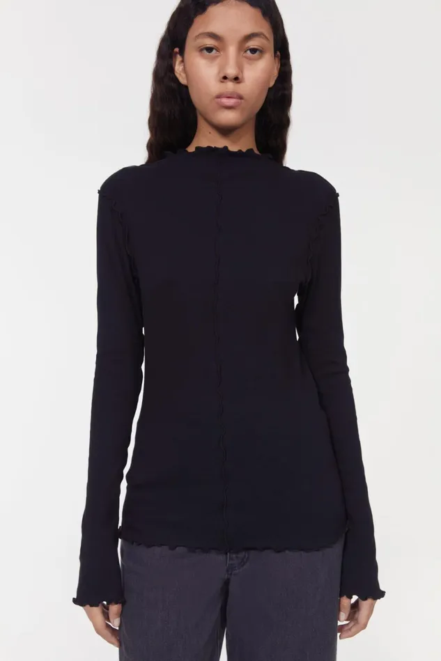 Columbina Rib Jersey Top Black Women Rodebjer Tops