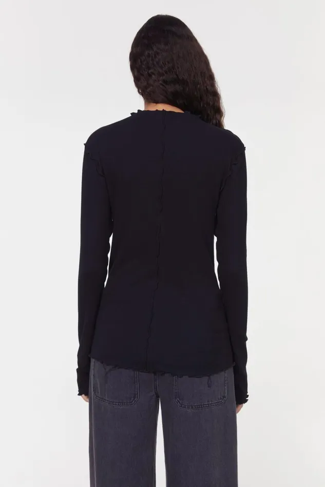 Columbina Rib Jersey Top Black Women Rodebjer Tops