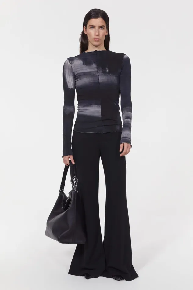 Columbina Wash Jersey Top Black Women Rodebjer Tops