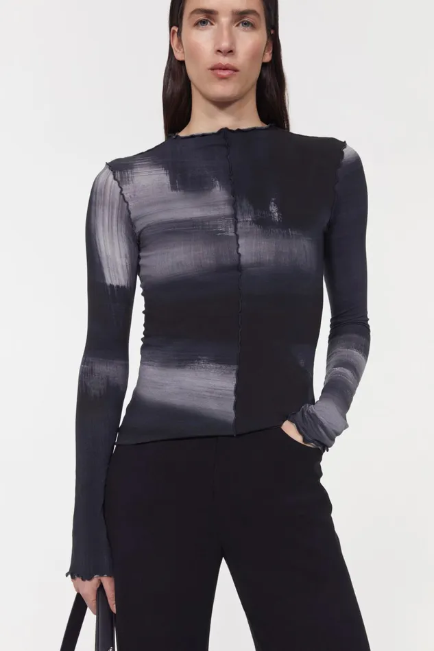 Columbina Wash Jersey Top Black Women Rodebjer Tops