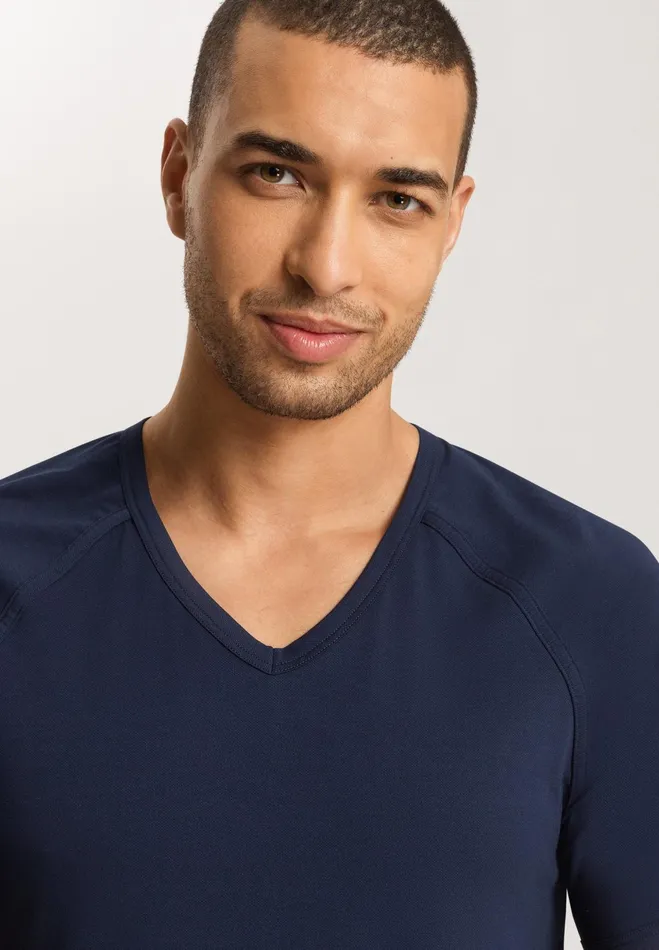 Cotton Blend VNeck TShirt Deep Navy Men HANRO Loungewear