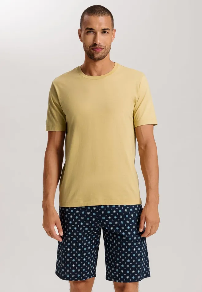 Cotton Crew Neck TShirt Straw Men HANRO Pajama Tops