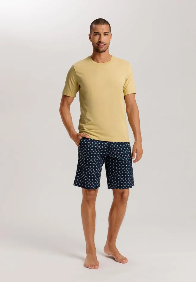 Cotton Crew Neck TShirt Straw Men HANRO Pajama Tops