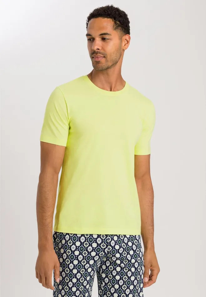 Cotton Crew Neck TShirt Sunny Lime Men HANRO Pajama Tops