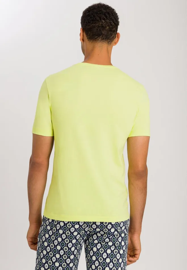 Cotton Crew Neck TShirt Sunny Lime Men HANRO Pajama Tops