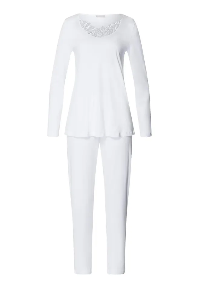 Cotton Pajama Set White Women HANRO Pajama Sets