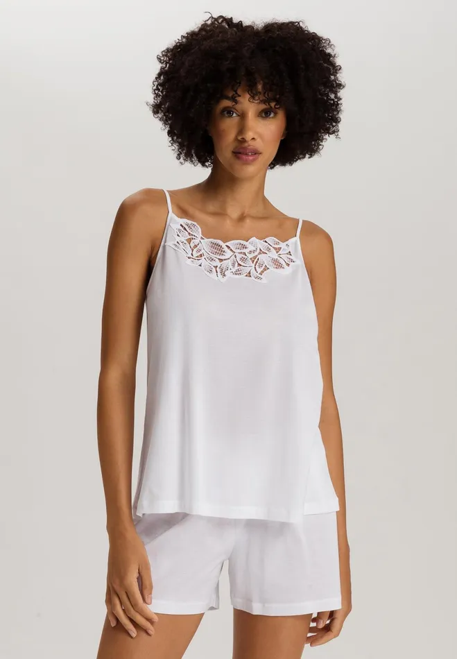 Cotton Pajama Set White Women HANRO Pajama Sets