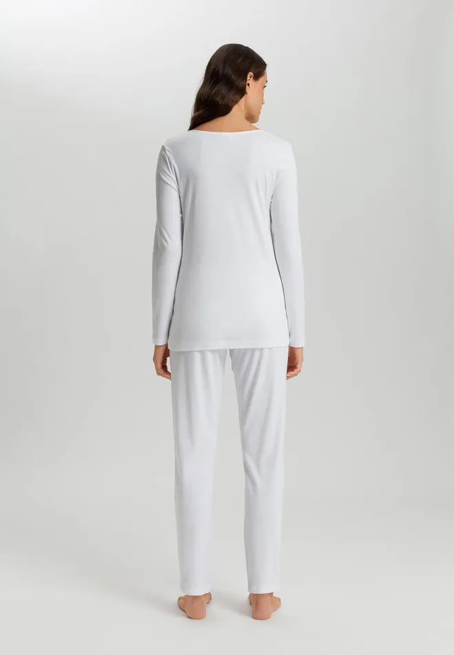 Cotton Pajama Set White Women HANRO Pajama Sets