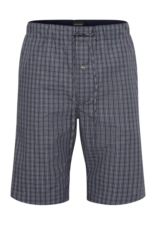 Cotton Woven Drawstring Shorts Casual Check Men HANRO Pajama Bottoms