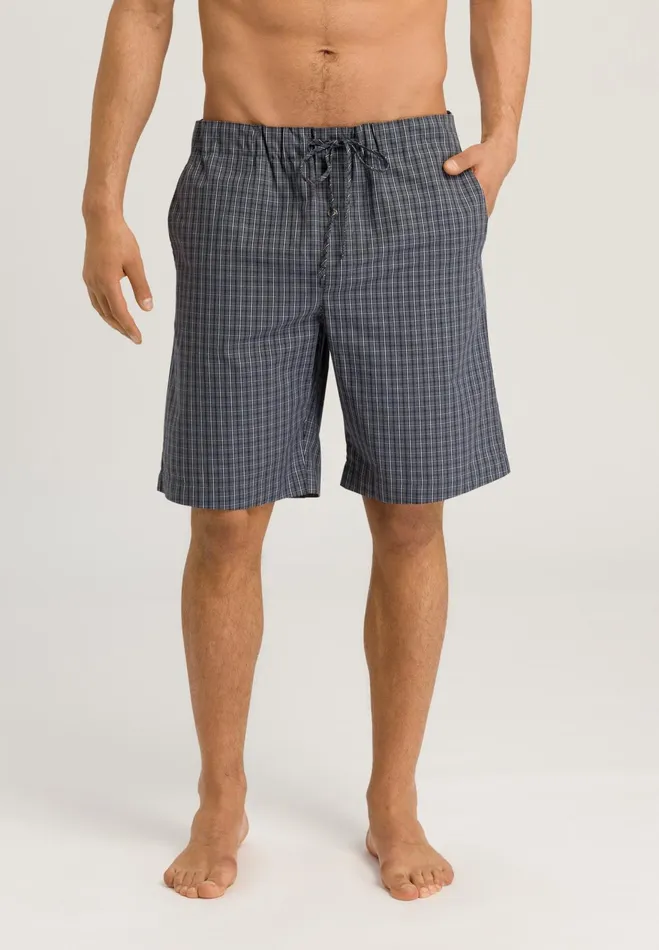Cotton Woven Drawstring Shorts Casual Check Men HANRO Pajama Bottoms