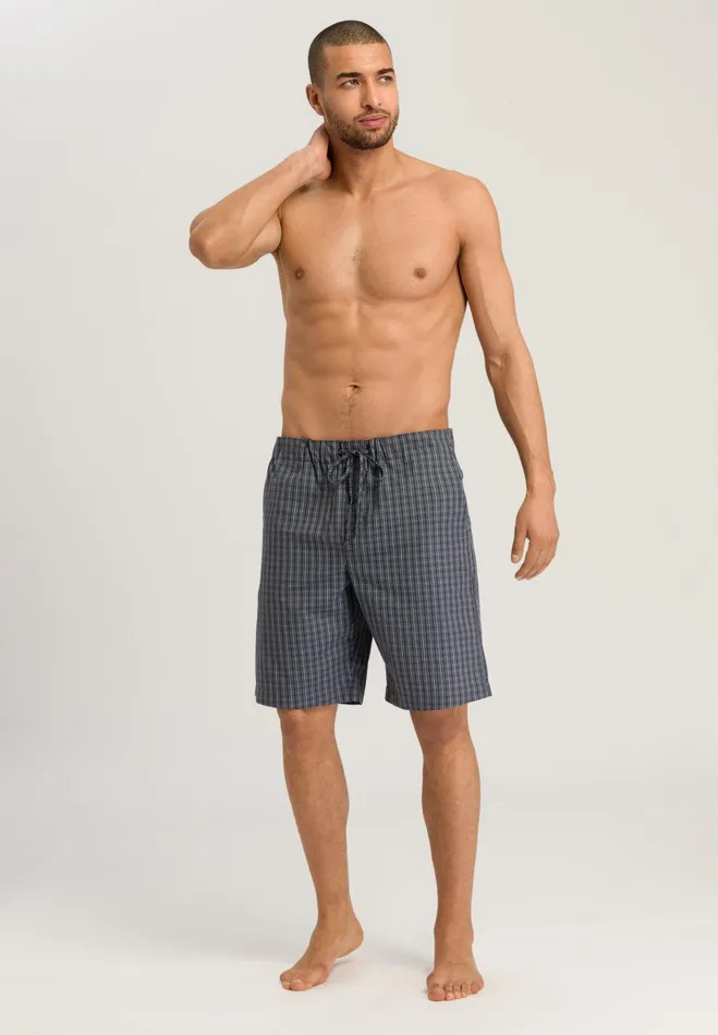 Cotton Woven Drawstring Shorts Casual Check Men HANRO Pajama Bottoms