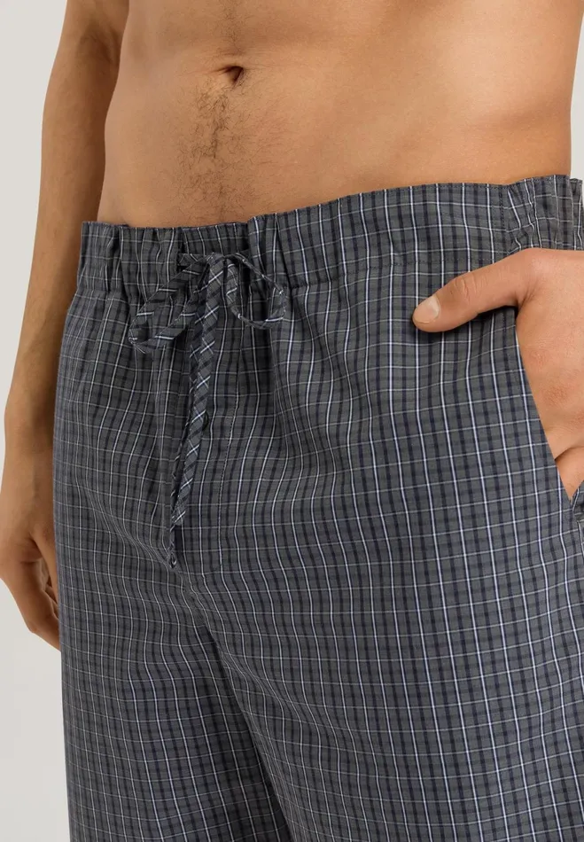 Cotton Woven Drawstring Shorts Casual Check Men HANRO Pajama Bottoms