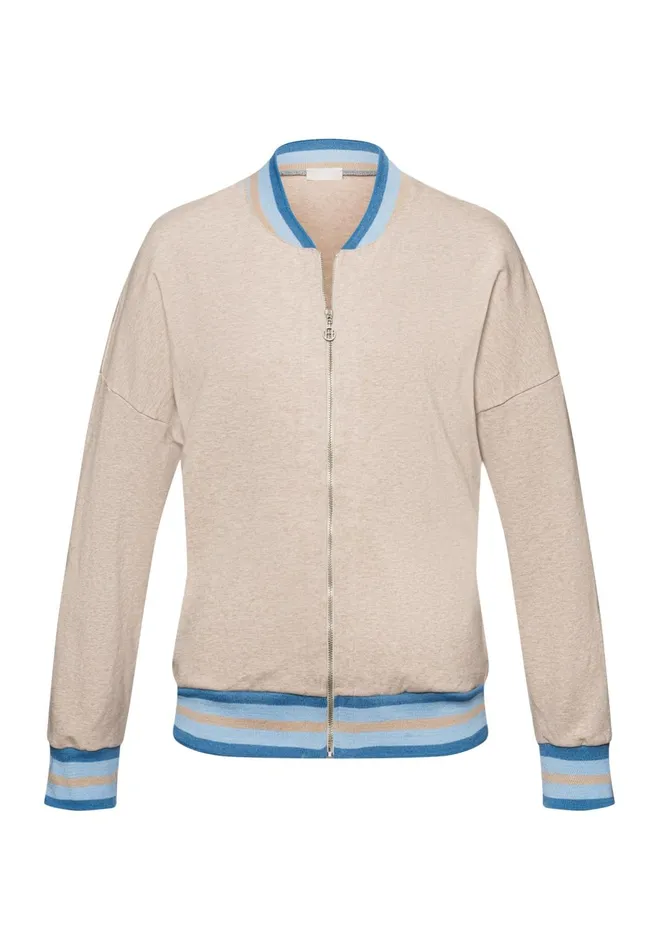 Cotton ZipUp Jacket Camel Melange Women HANRO Jackets and Cardigans