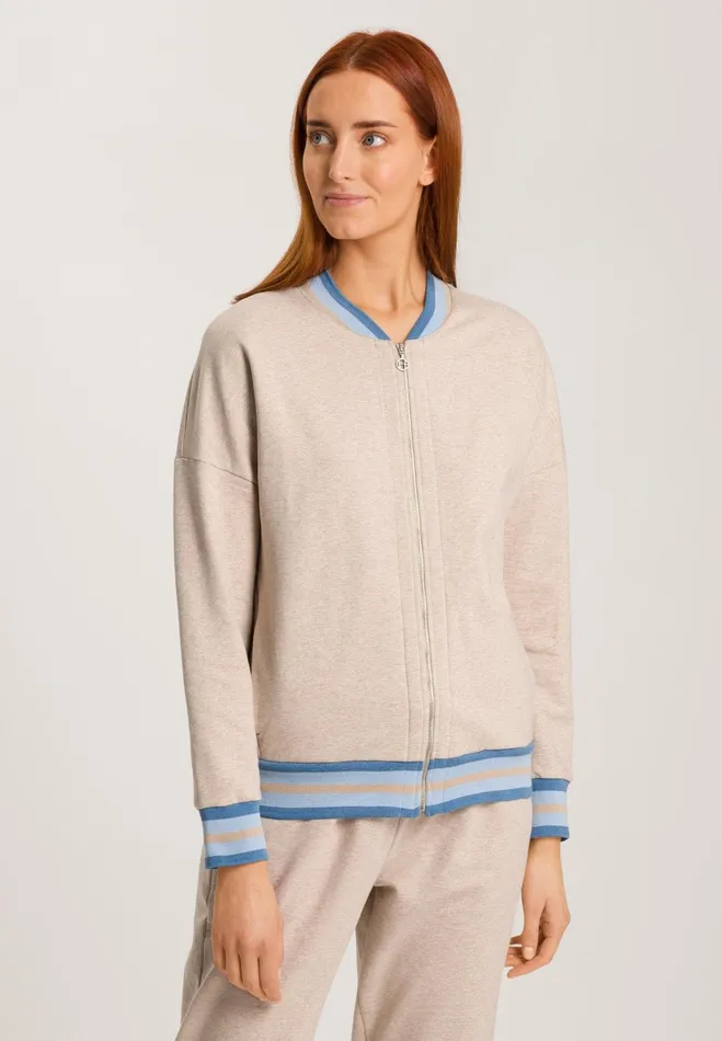 Cotton ZipUp Jacket Camel Melange Women HANRO Jackets and Cardigans
