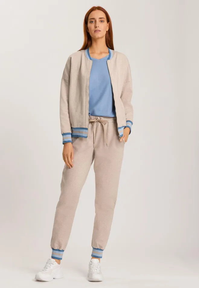Cotton ZipUp Jacket Camel Melange Women HANRO Jackets and Cardigans