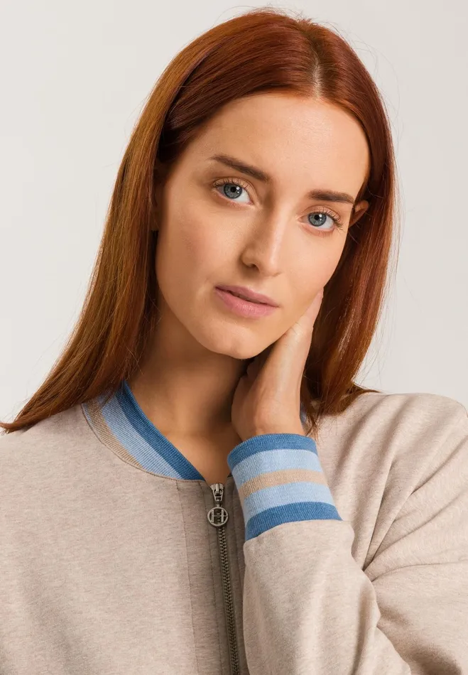 Cotton ZipUp Jacket Camel Melange Women HANRO Jackets and Cardigans