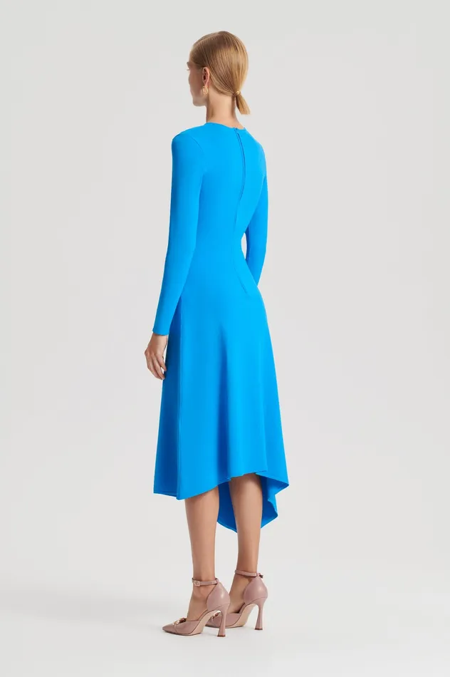 CREPE KNIT DRAPE GATHER DRESS SAPPHIRE Dresses Scanlan Theodore Women CREPE KNIT DRAPE GATHER DRESS SAPPHIRE Dresses Scanlan Theodore Women