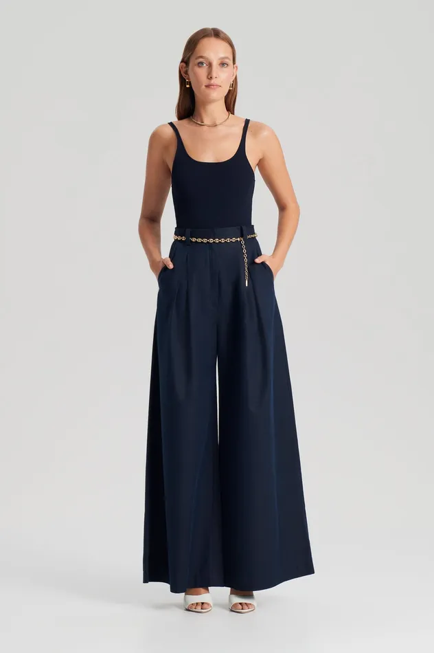 CREPE KNIT RIB SINGLET NAVY Tops Scanlan Theodore Women