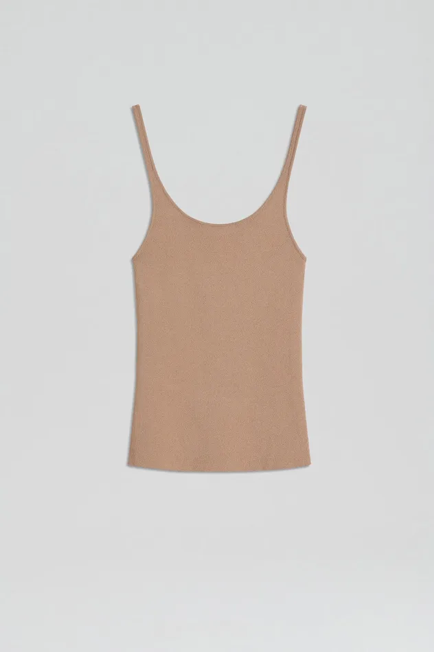 CREPE KNIT RIB SINGLET OAT Women Tops Scanlan Theodore