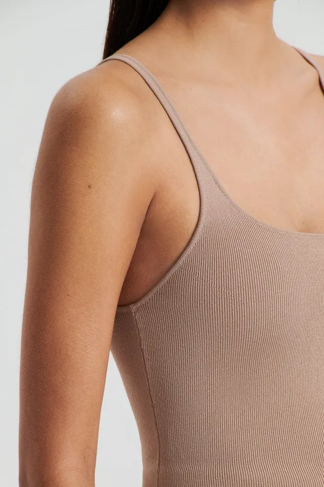 CREPE KNIT RIB SINGLET OAT Women Tops Scanlan Theodore
