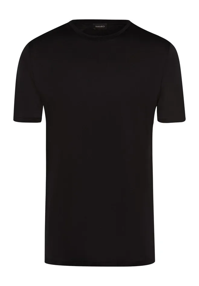 Crew Neck Cotton TShirt Black Men HANRO Loungewear