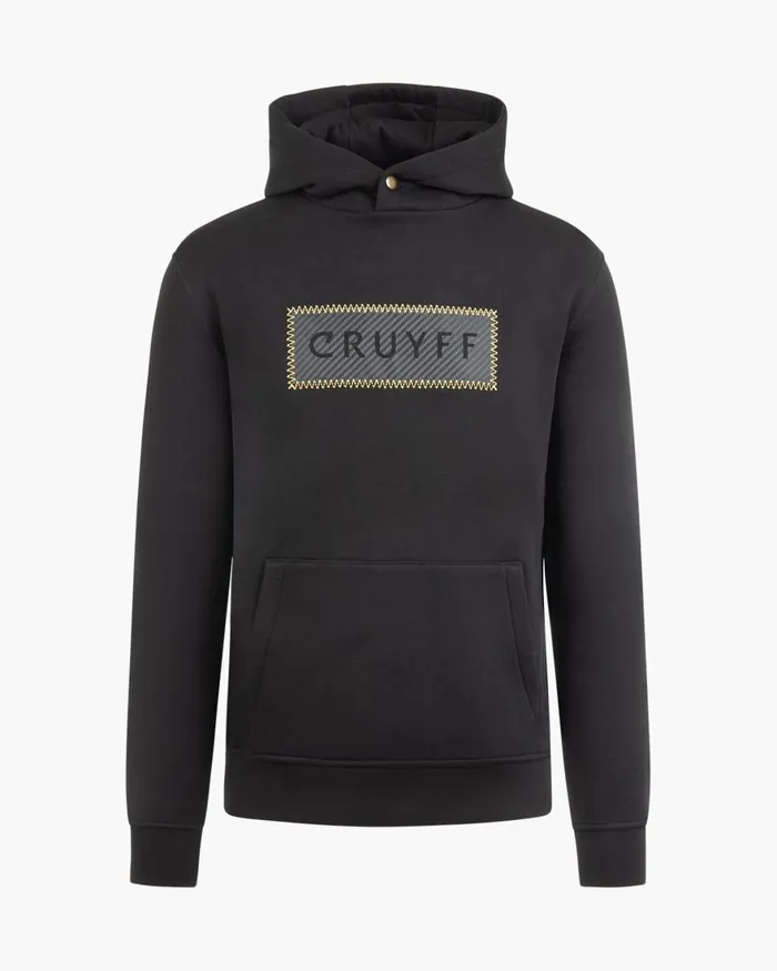 Cruyff Fuzeknit Lasercut Hoodie Blackgold Men Sweats and Hoodies